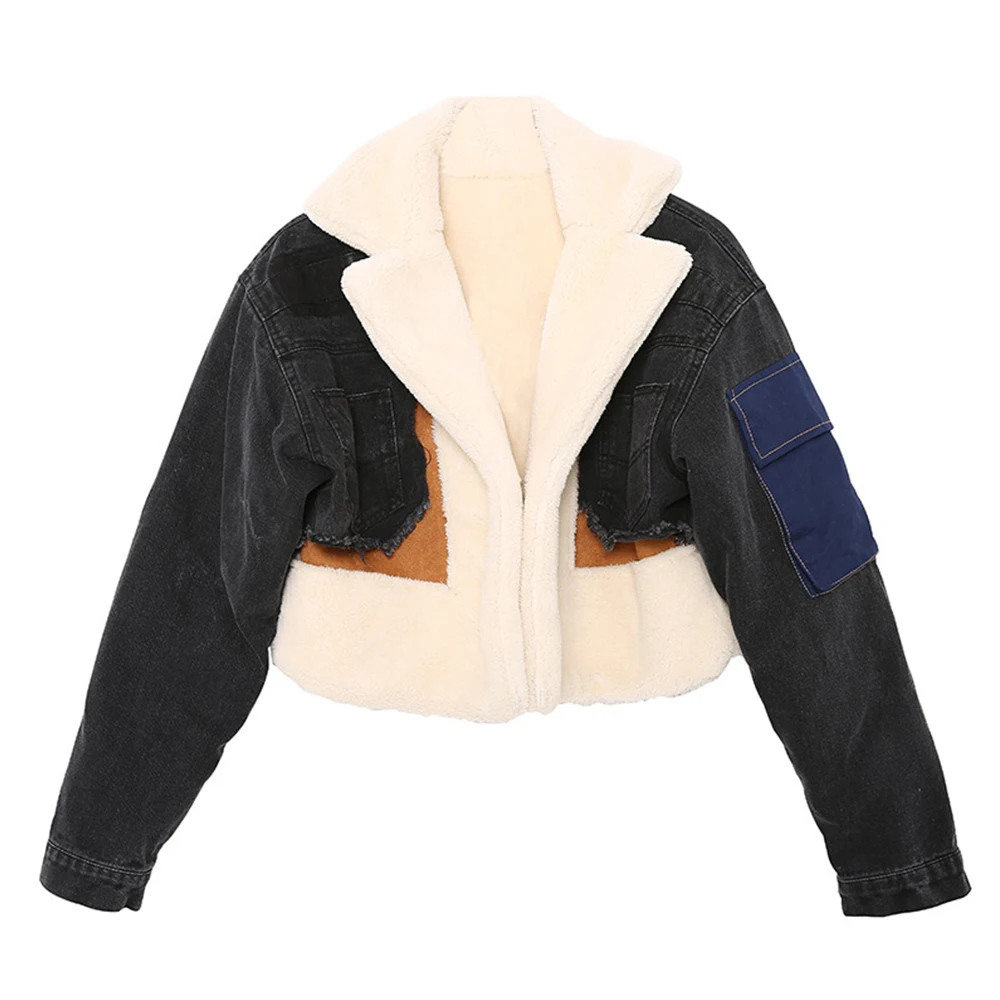 2021 Новая модная зимняя женская обувь в стиле пэчворк пальто из овечьей шерсти для