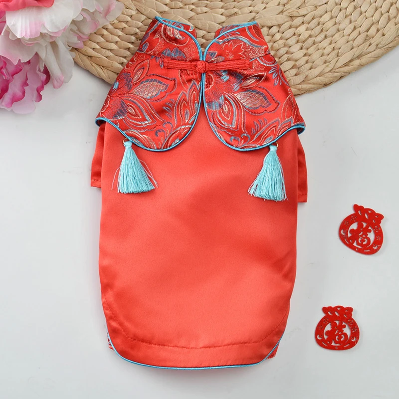 Зимняя одежда для собак костюм в китайском стиле новогодвечерние женское платье