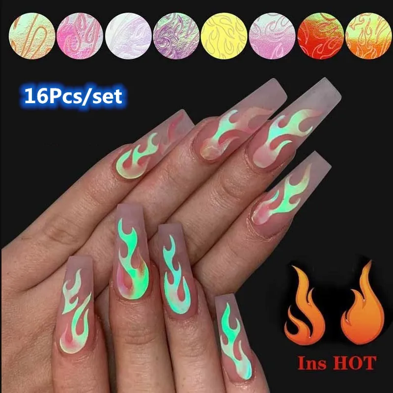 Объемная голографическая наклейка для ногтей 16 шт./компл. Арт наклейки дизайн