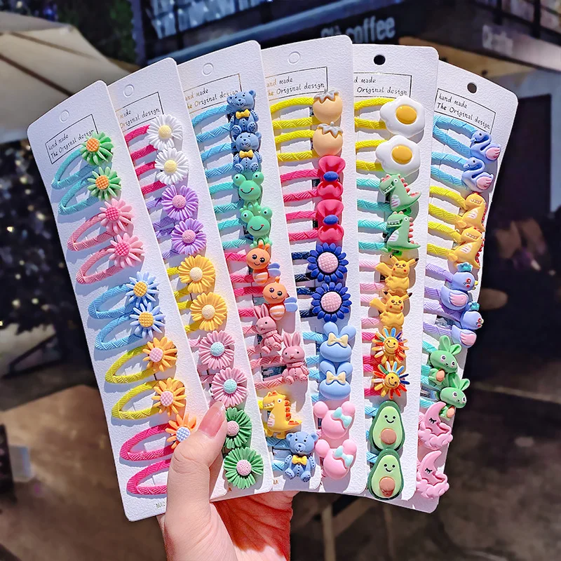 36 Color 5/10Pcs Cute Baby Barrettes Acrylic Cartoon Hairpins Clips Scrunchies For Baby Girls Children Hair Bows Accessories Set