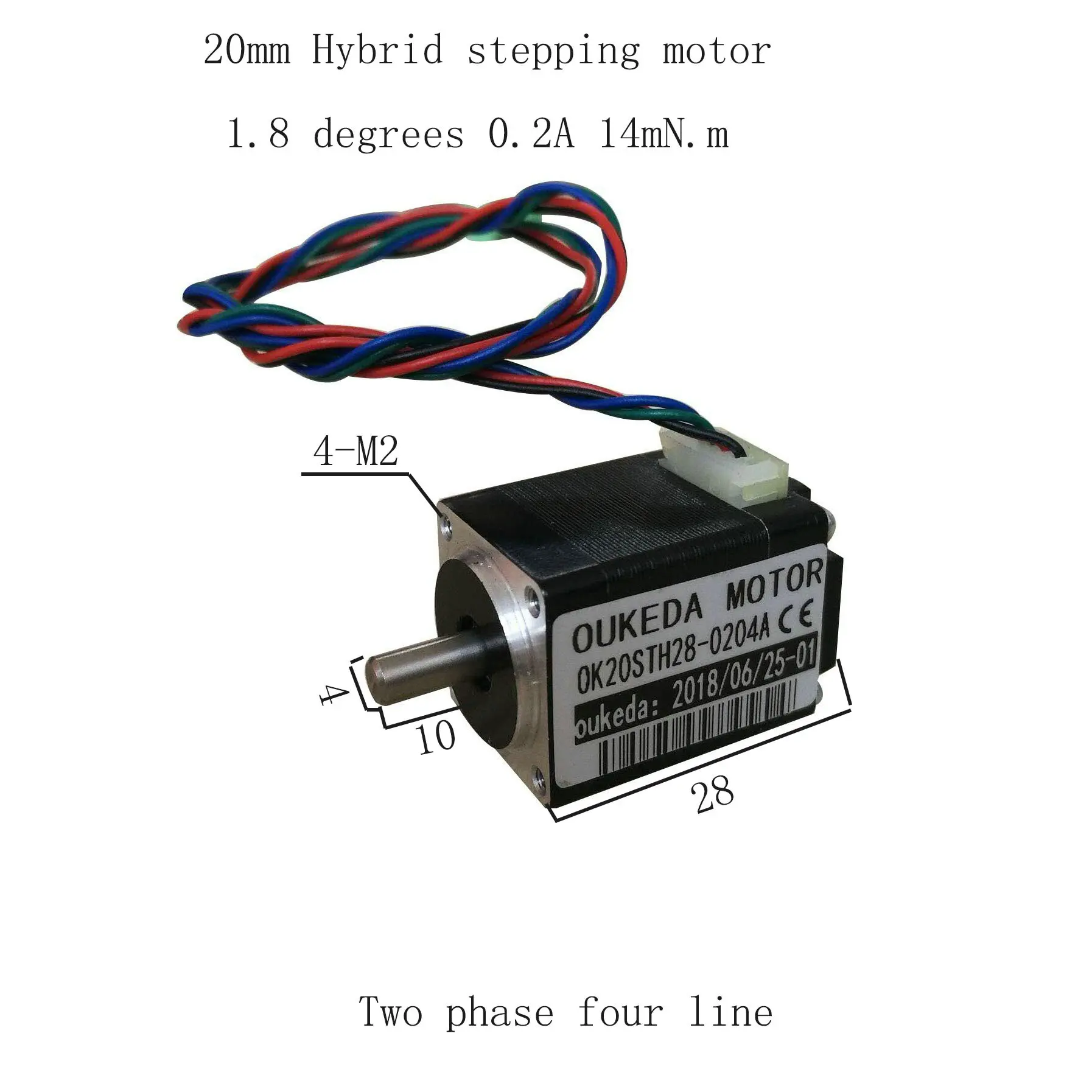 Шаговый двигатель Nema8 (20 мм) l28 мм шаговый с высоким крутящим моментом 20STH28