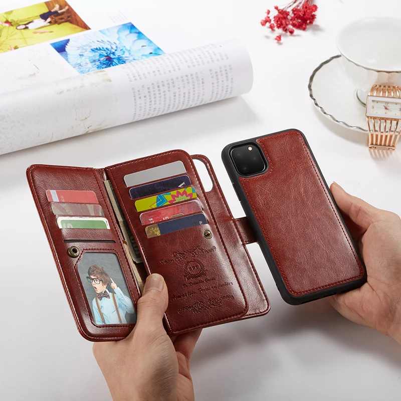 

Haissky Detachable Flip Leather Case for Samsung S20 S10 S9 S8 Plus Note 10 9 8 5 Magnetic Wallet Phone Case