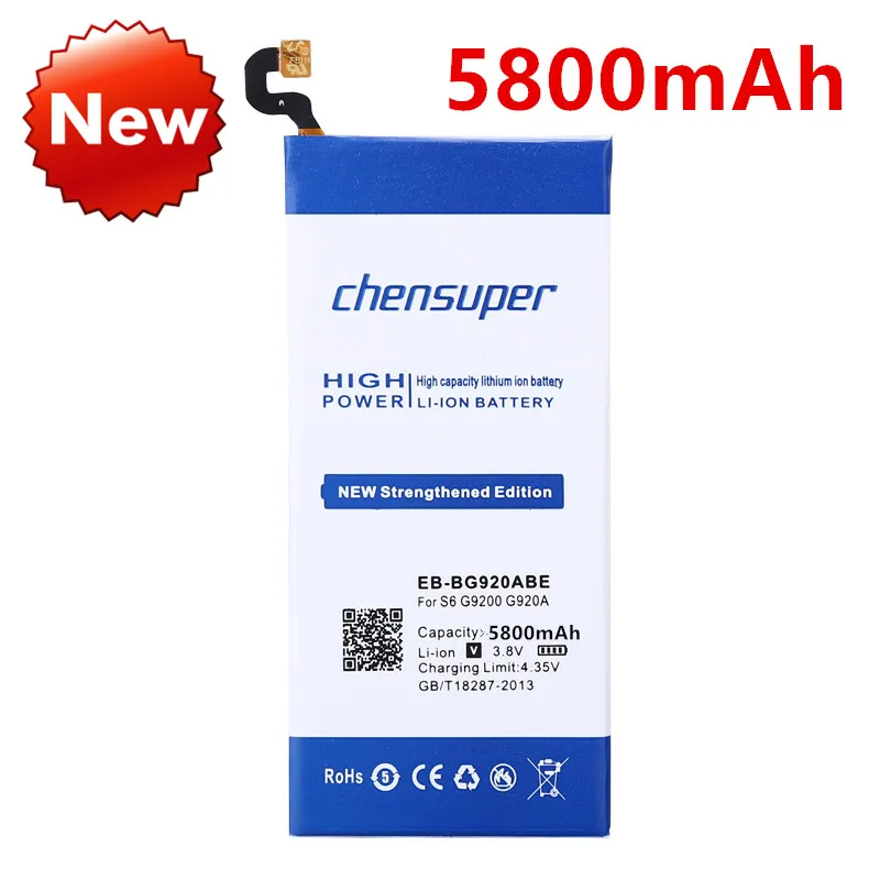 Аккумулятор для Samsung Galaxy S6 новый аккумулятор на 5800 мач G9200 G920f G920i G920A G9208 G9209 G920 G920V