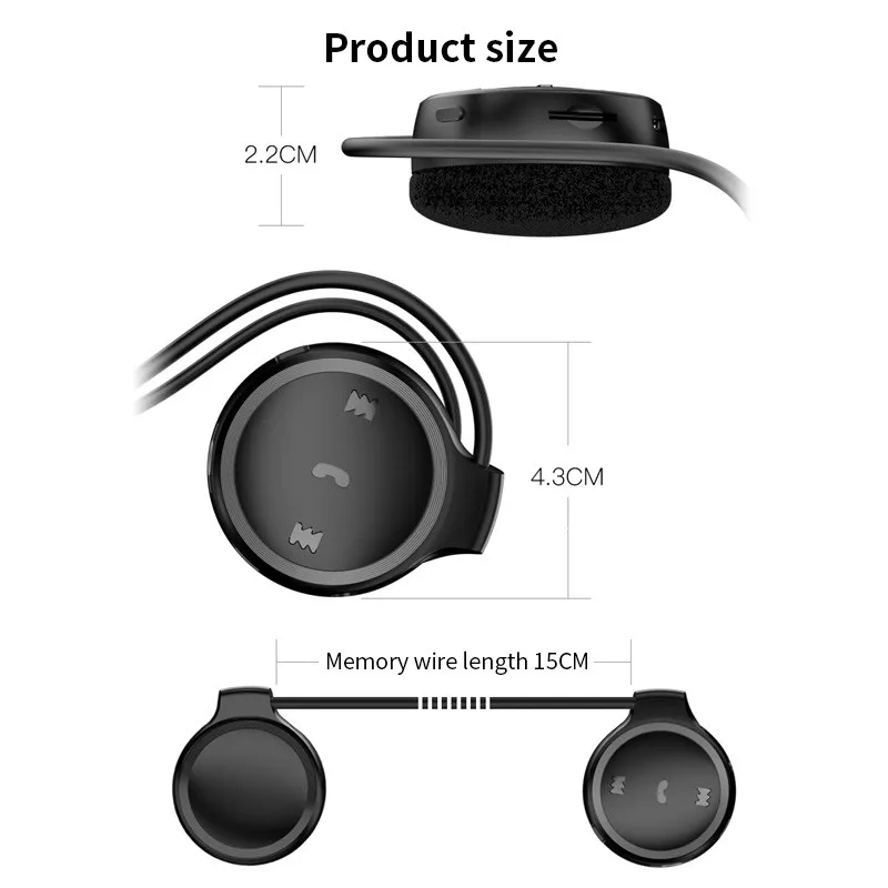

K31 Bluetooth Earphones BT5.0 Ear Hook Noise Reduction Wireless Headsets HiFi Waterproof Sports Headphone Support TF Card MP3