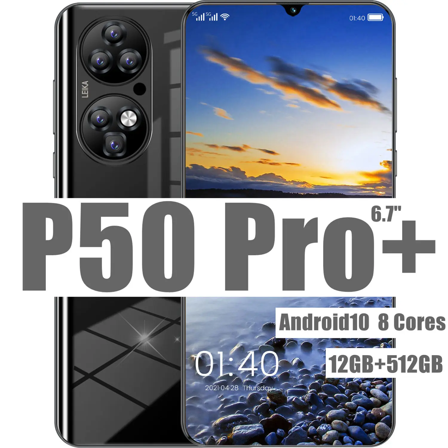 

Genuine P50 Pro 12GB 512GB 6.7'' HD Display Android 10 Smartphone 8 Cores 32MP Camera Dual SIM Card 4G LTE 5600mAh Cellphone