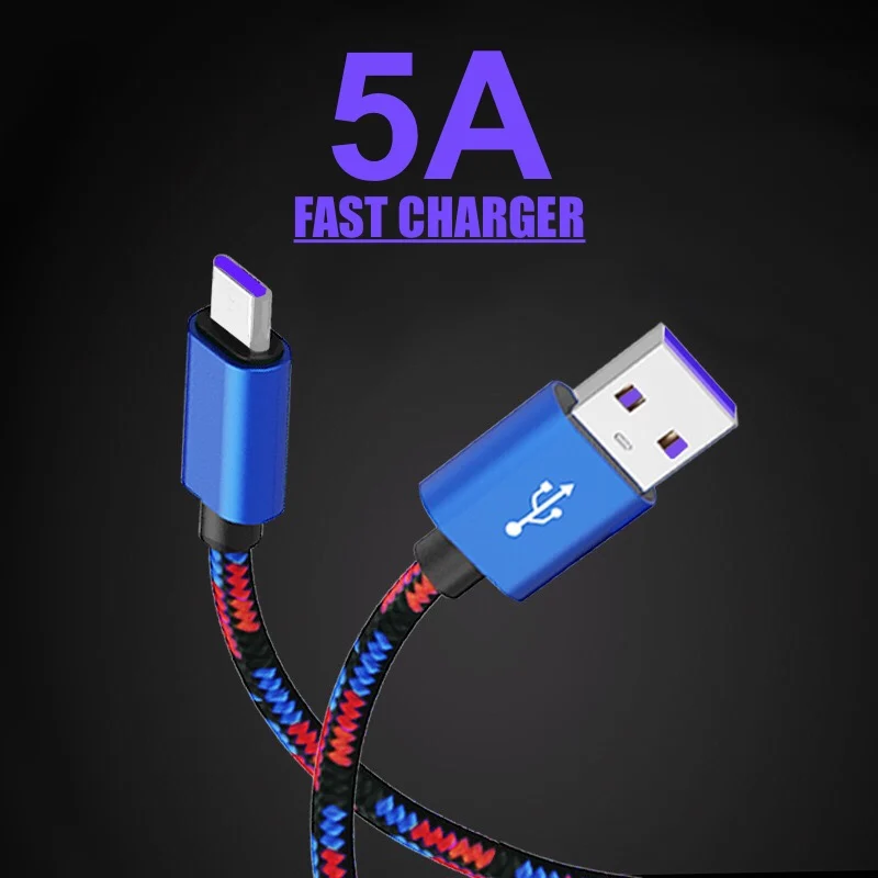 5А USB кабель 1 м супер быстрое зарядное устройство Тип C зарядный Micro Data провод для