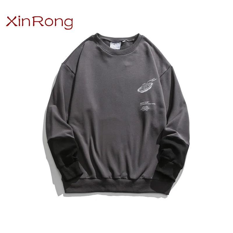 2021 spring & autumn new round neck style sweater Japanese contrast stitching casual long-sleeved bottoming shirt men s sweater