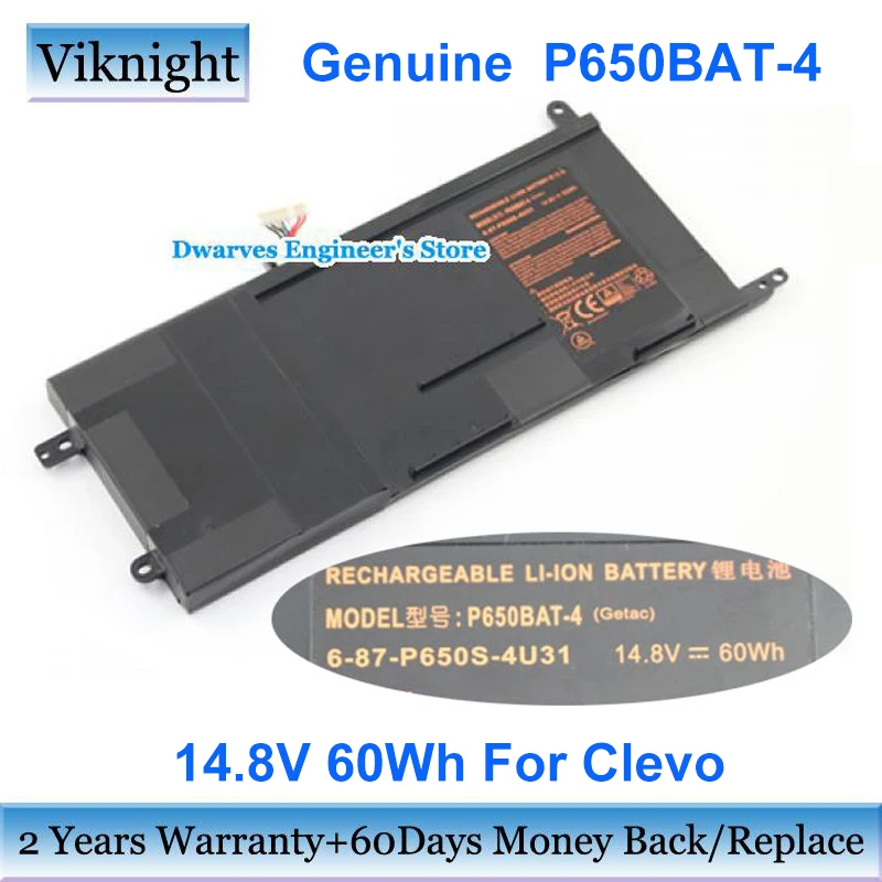 Genuine Clevo P650BAT-4 6-87-P650S-4U31 Battery for Clevo P650SG P650SA P650SE 14.8V 60Wh Hasee Z7 Series Li-ion Laptop Battery