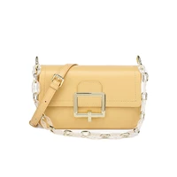 2021 new fashion chain and leather girdle shoulder crossbody bag square ring buckle messenger handbag for women with two strap