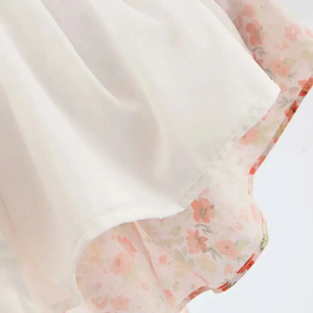 

2021 Summer women puff sleeve mini Dress party Wrap dresses Printed Cross Bow Sashes vestidos V Neck floral Ruffles Short Robe