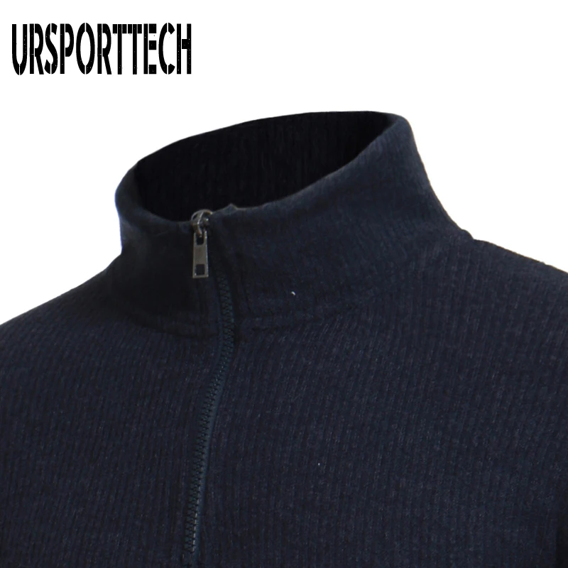 URSPORTTECH, хлопковый свитер, Мужской пуловер, Повседневные вязаные свитера, куртка, пуловер, половина молнии, водолазка, трикотаж, пальто с воротником поло