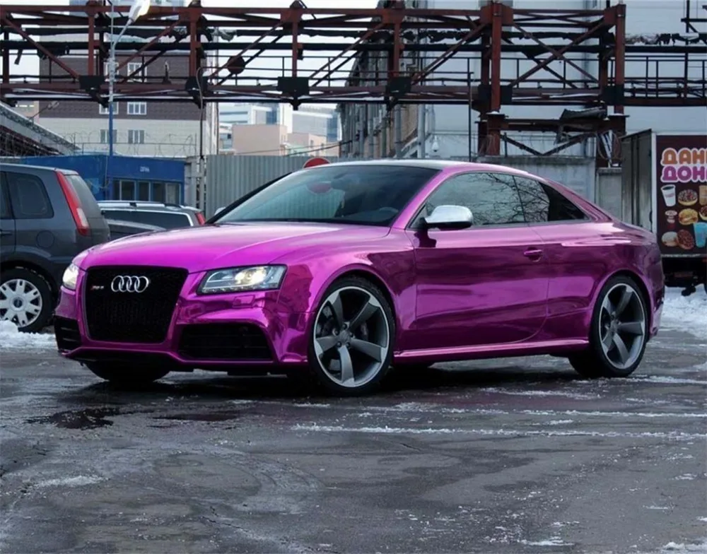 Гибкая глянцевая зеркальная хромированная фиолетовая виниловая пленка лист без