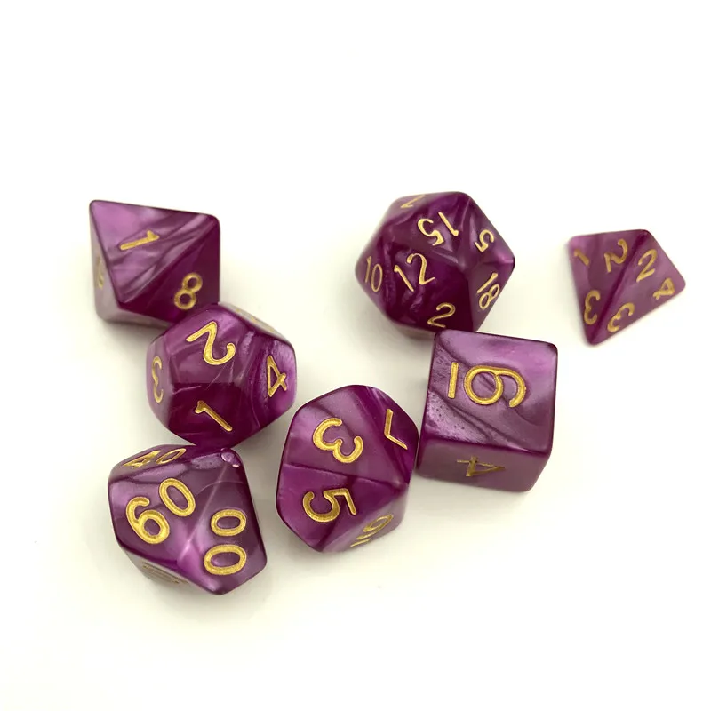 7 шт./компл. кости D4-D20 многосторонний игральные кости 9 видов цветов Настольный полиэдральный набор акриловых Пластик детский набор игрушек