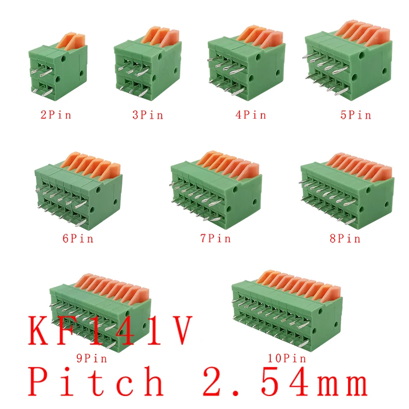 KF141R KF141V 2 54 мм Шаг 2/3/4/5/6/7/8/9/10 Pin печатная плата пружинный неисправный Клеммник