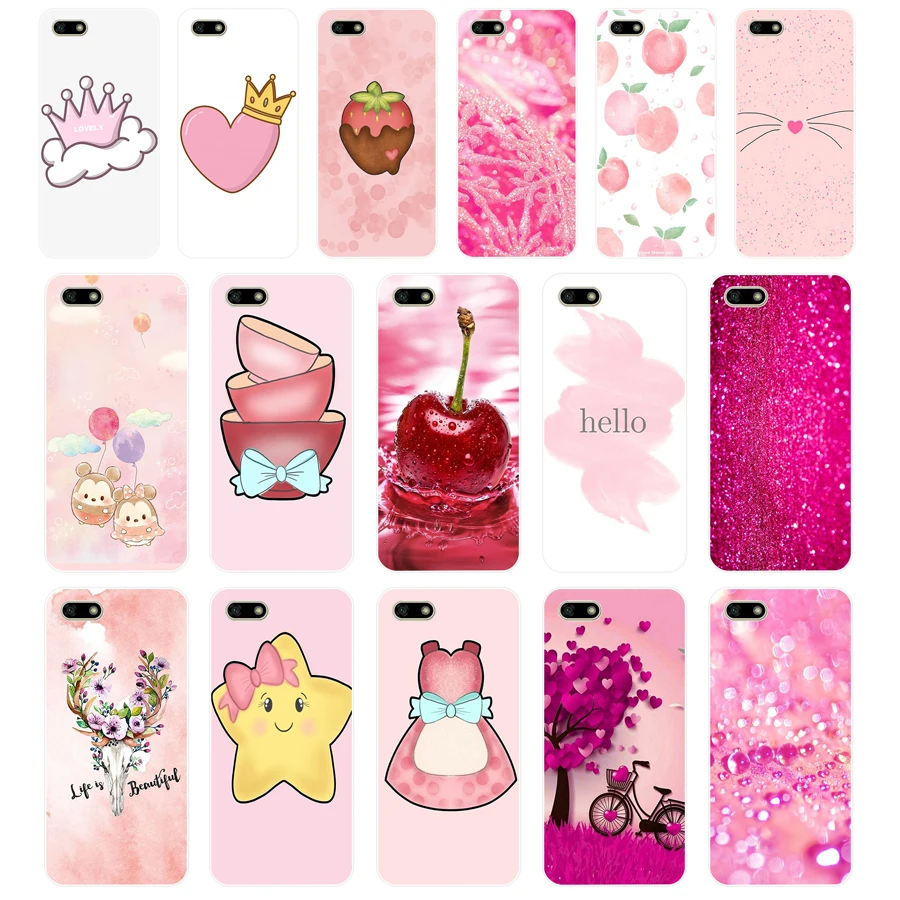 372FG светло розовый девичий Мягкий Силиконовый ТПУ чехол для huawei Honor 7a 5 45 pro 7 7c 7x y5