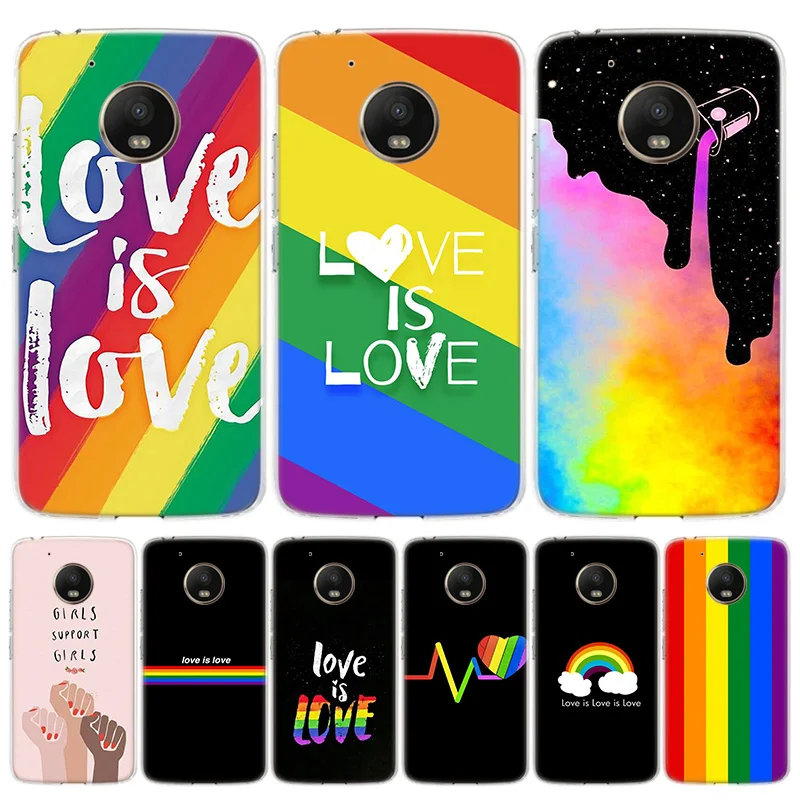 Радужный чехол для телефона Love Is ЛГБТ Motorola Moto G9 G7 G8 G6 G5S E6 E5 Plus Power Play One Action Macro EU Gift
