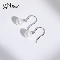 gn pearl 2021 pearl earrings drop earrings silver 925 white classic round freshwater fine jewelry for women dangle hook earring