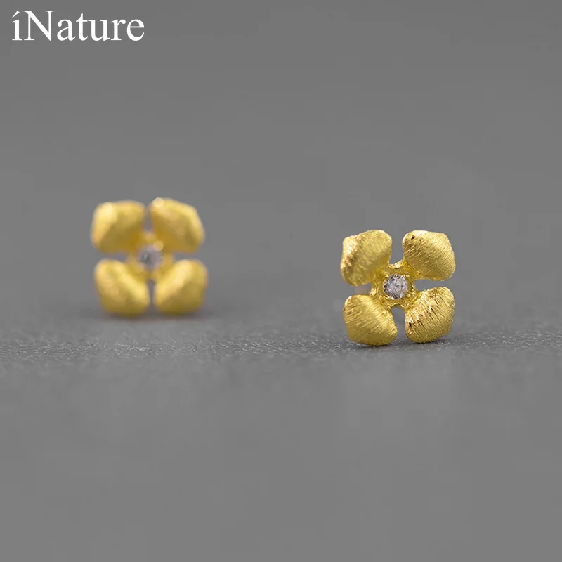 

INATURE 925 Sterling Silver Lucky Clover Stud Earrings For Women Gift