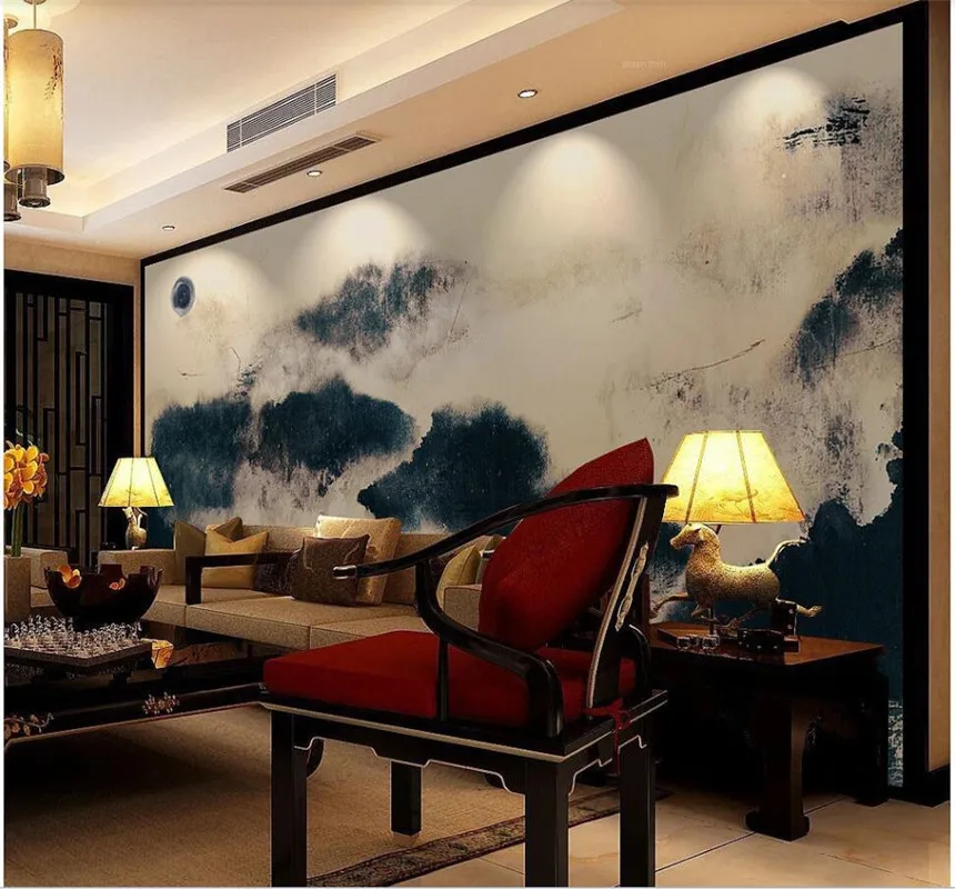 

Milofi New Chinese artistic conception ink landscape mural living room and bedroom custom wallpaper 8D waterproof wall cloth