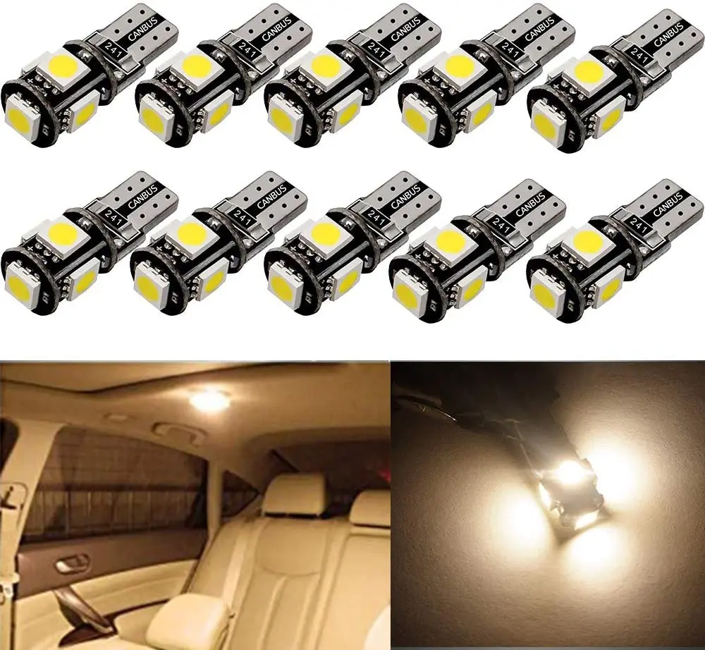 

10 шт. в комплекте 194 T10 W5W 168 2825 175 158 светодиодный светильник лампочка 5 SMD Canbus 12 В салона Карта купольная лампа номерного знака приборной панели...