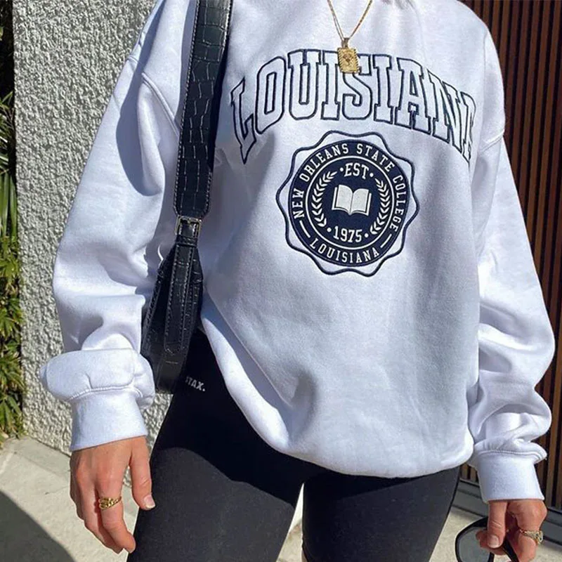 

Student Preppy Sweet Sweatshrit Thick Warm Winter Clothes Letter Print White Tops 2021 Fashion American Streetwear Girl Harajuku