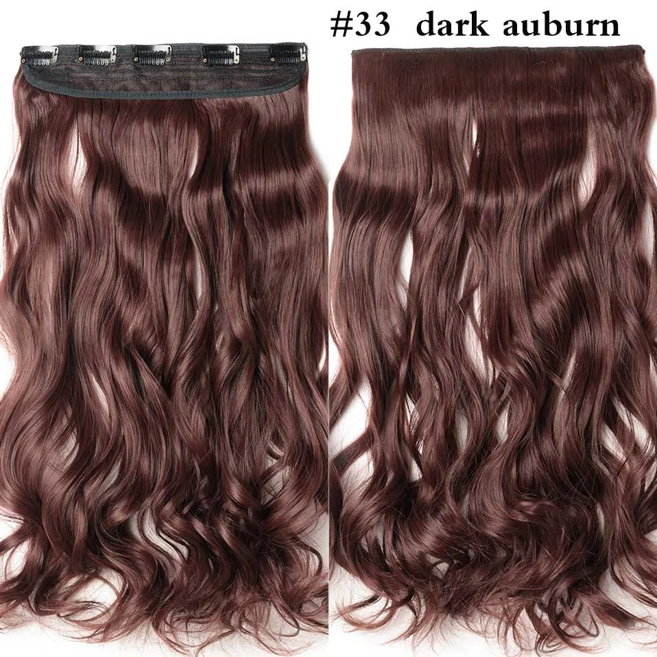 dark auburn SNOILITE 17/24/27/2" 5 зажимов в целости и сохранности Наращивание волос Синтетические длинные волнистые волосы добавочном номере телефоне 3/4 для наращивания на всю голову цельнокроеное платье, парик, заколки, заколки для волос, трессы, заколки - Цвет: dark auburn