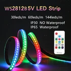 WS2812B Светодиодная лента WS2812 IC RGB светодиодная ленсветильник s индивидуально Адресуемая Светодиодная светильник та 3060144led RF Беспроводное управление 1 м5 м