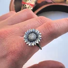 Кольцо в богемном стиле для женщин и девушек, модное серебряное кольцо с подсолнухом, вечерняя бижутерия, хороший подарок