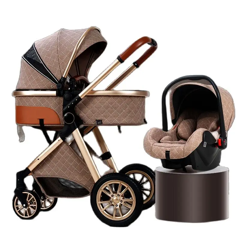 

2020 New Baby Stroller 3 in 1 High Landscape Stroller Reclining Baby Carriage Foldable Stroller Baby Bassinet Puchair Newborn