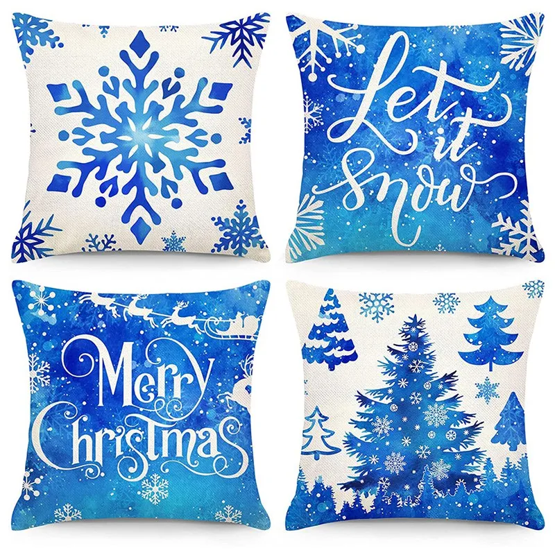 

Christmas Pillow Covers 18X18 Set of 4 Christmas Decorations Farmhouse Throw Pillows Cushion Case for Home Decor