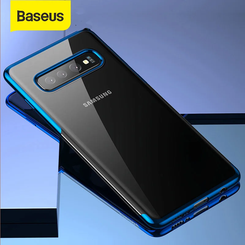 Ультратонкий чехол Baseus для телефона Samsung S10 Plus прозрачный силиконовый + мягкая