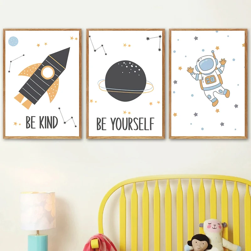 Скандинавские ракеты Звезды Космос астронавт детская стена художественные