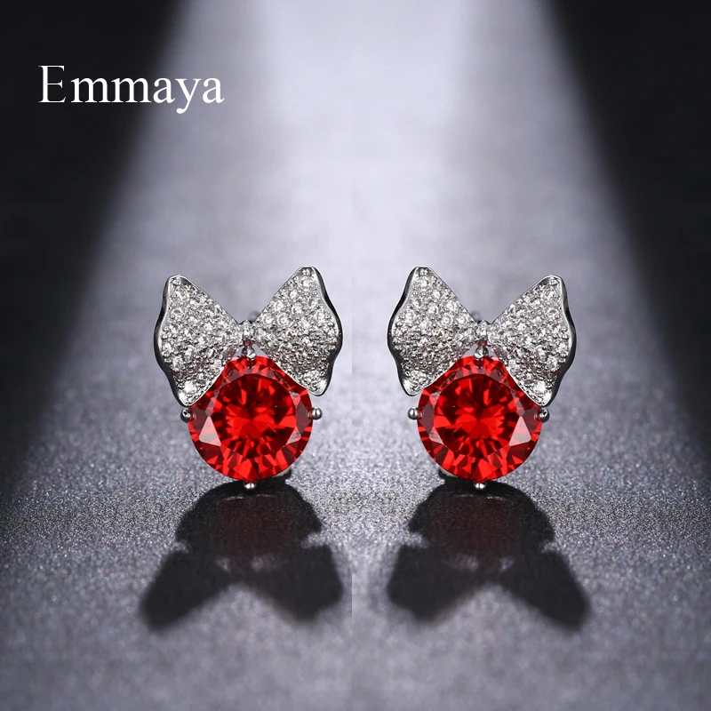 Emmaya милый дизайн посеребренный бант с круглым кубическим цирконием Разноцветные