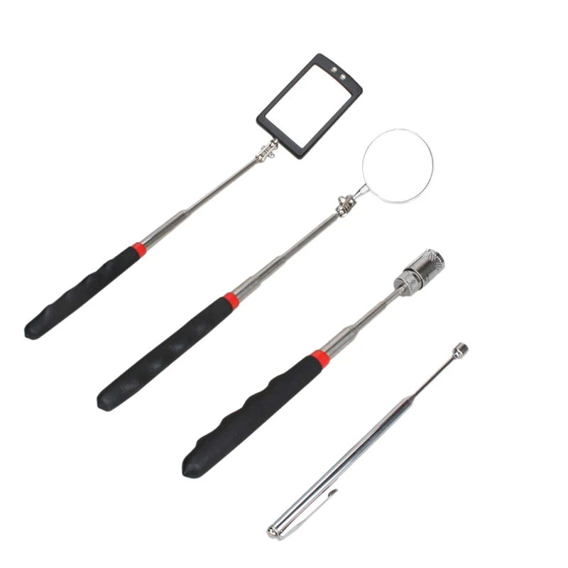 

4 Pack Magnetic Pick-Up Tool,Telescoping 8 Lb/1.5 Lb Pick Up Sticks and 360 Swivel Inspection Mirror with Led Light for Extra Vi