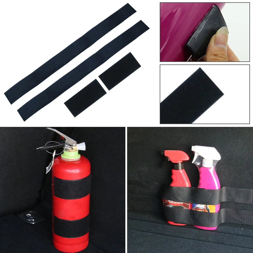 

4 Pcs/Set Fire Extinguisher Car Trunk Belts Storage Bag Magic Tapes Fixing Bandage Bracket Stickers Straps Fastener Car Styling