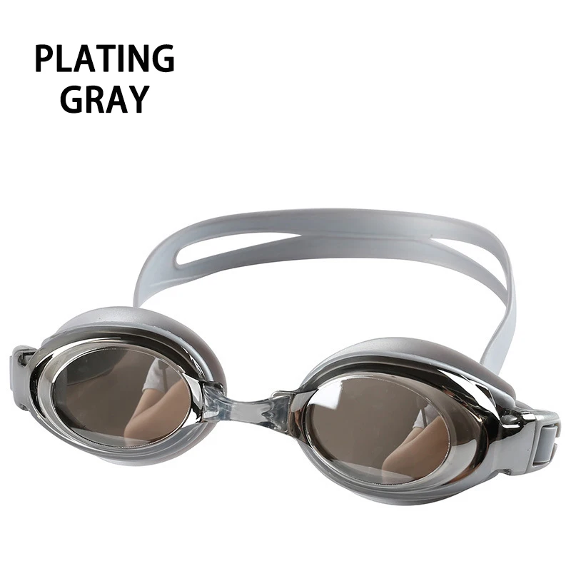 Plating Gray Оптическая близорукость плавательные очки 200-800 градусов взрослые очки по рецепту Силиконовые противотуманные водные диоптрий плавательные очки - Цвет: Plating Gray