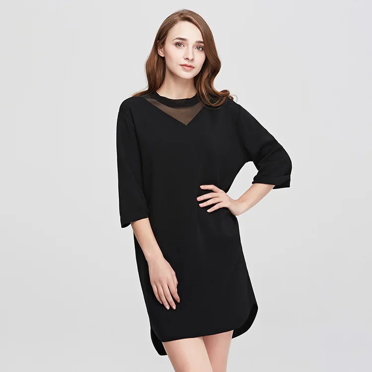 

2020 Season Loose Round Collar Sleeve Stitching Women's Dress