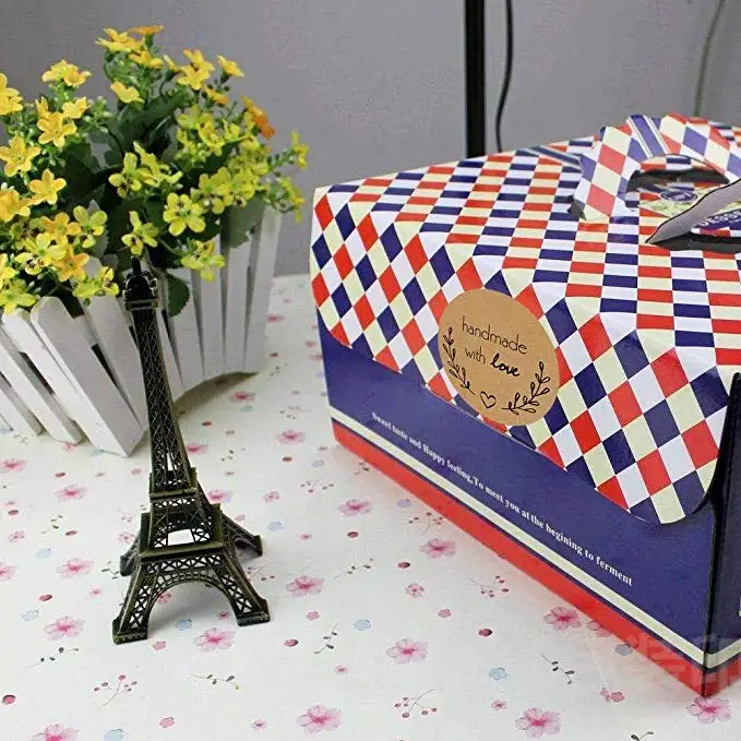 Натуральный Крафт круглый ручной работы с любовью стикер s этикетки Скрапбукинг