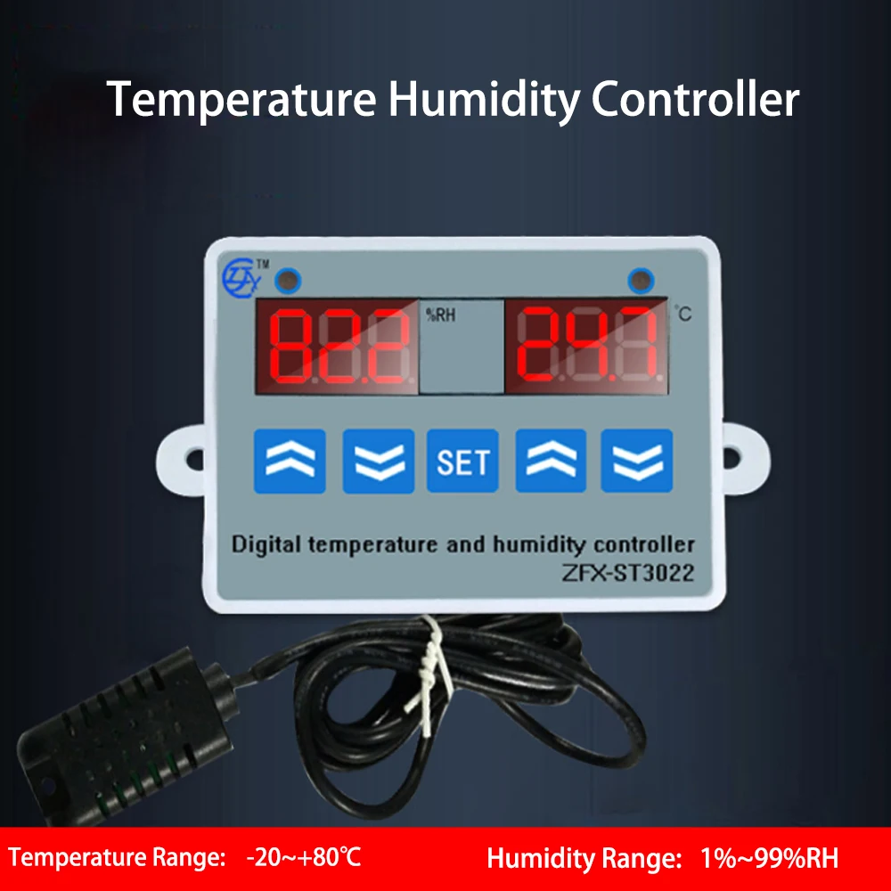 ZFX-ST3022 Temperature Humidity Controller Digital Dual Display Thermostat Humidistat for Freezer Fridge Hatching | Инструменты