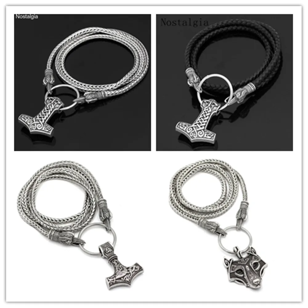 Мужские норсе амулет викинга Ворон большого Тора молота мжолнира Одина лицо