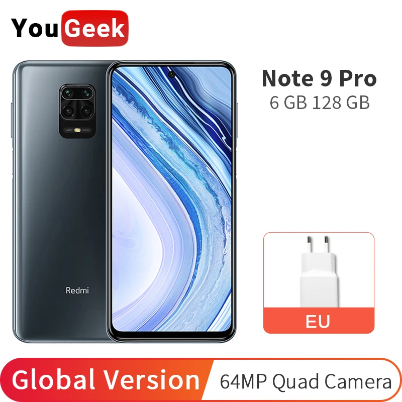 Xiaomi Redmi Note 9 Pro 128 ГБ ROM 6 Гб RAM Snapdragon 720 64MP Quad Camera 5020 мАч NFC мобильный телефон 67 &quotFHD