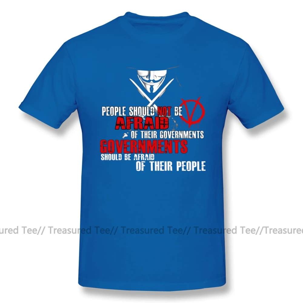 Футболка V For Vendetta, футболка V FOR VENDETTA GUY FAWKES CONSPIRACY QUOTE, футболка большого размера с короткими рукавами, Пляжная забавная футболка - Цвет: Blue