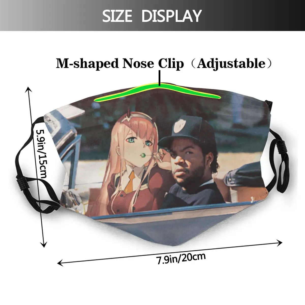 Многоразовая маска для лица Zero Two Ice Cube Darling In The Franxx с фильтром Пылезащитная против