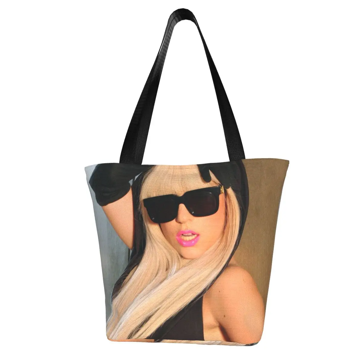 Lady Gaga Polyester outdoor girl handbag, woman shopping bag, shoulder bag, canvas bag, gift bag