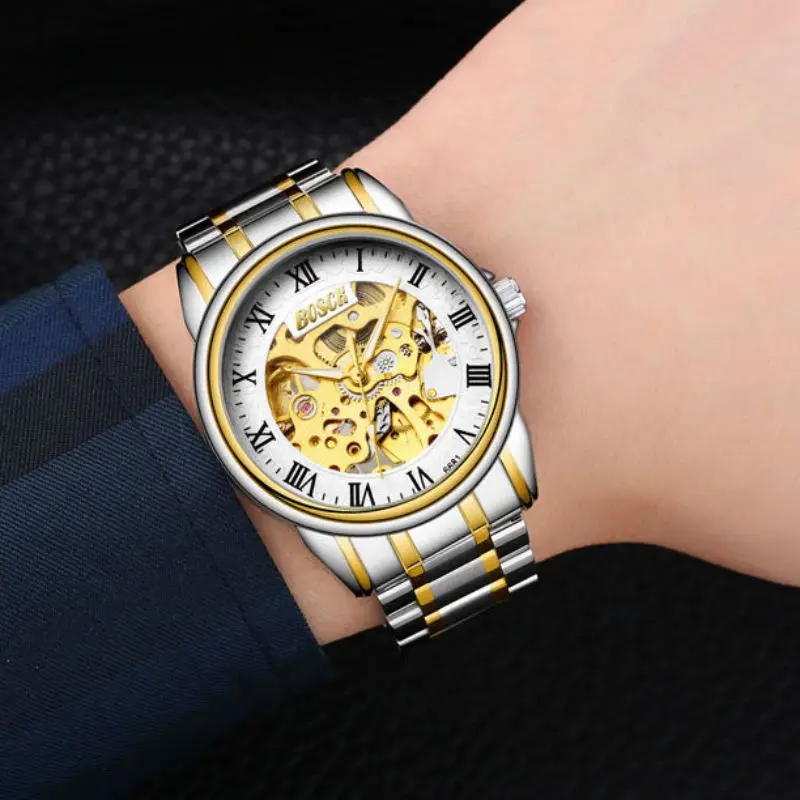 

Business Watch 30m Waterproof Double-Sided Hollow Automatic Self-Wind Stainless Steel Mechanical Watch 24cm