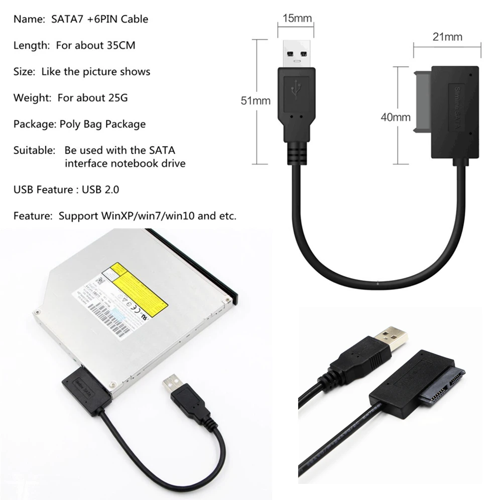 Переходник Grwibeou с USB 2 0 на Mini Sata II 7 + 6 13-контактный кабель-преобразователь для