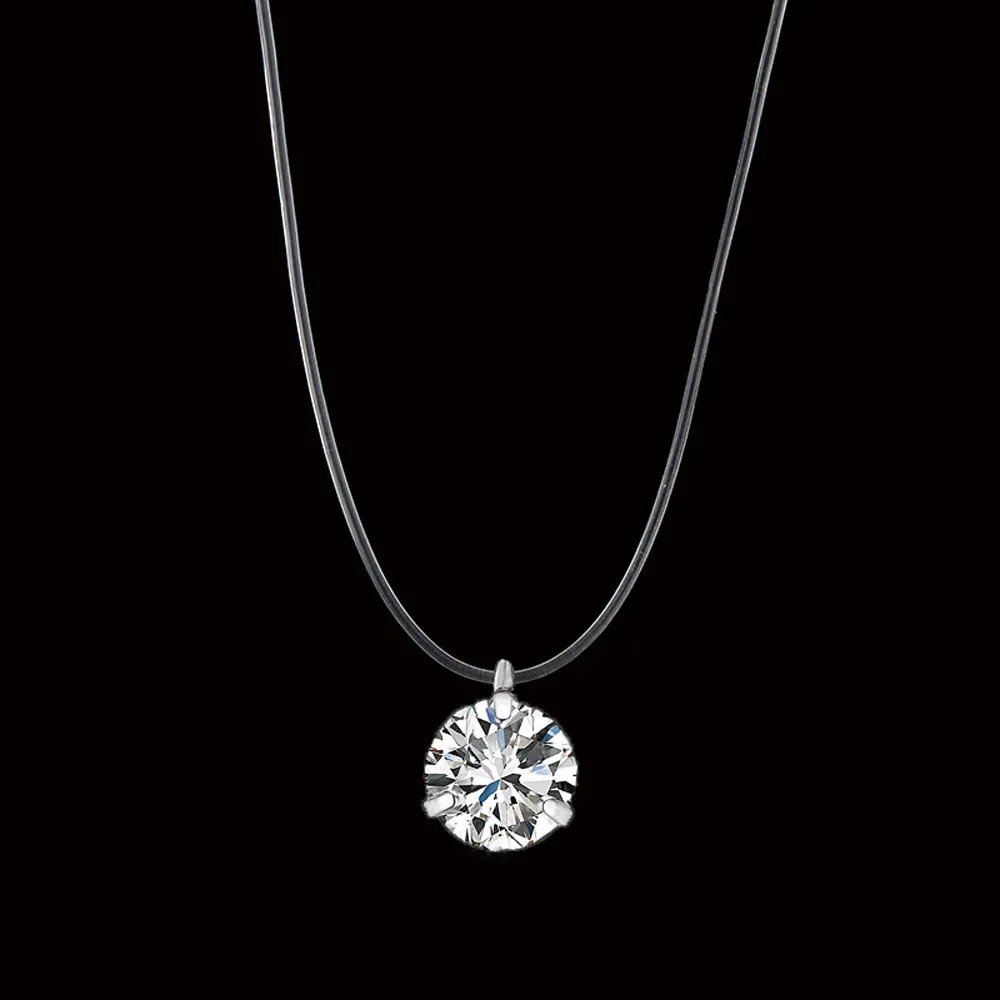 Colorful Dazzling Zircon Necklace And Invisible Transparent Fishing Line Simple Pendant Accessories Jewelry For Women | Украшения и