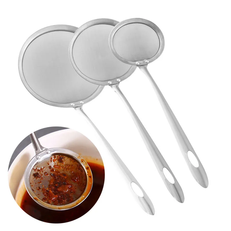 

Kitchen Multi-functional Filter Stainless Steel Fine Mesh Colander Sifter Soup Fat Oil Skimmer Strainer Spoon Kitchen Gadgets