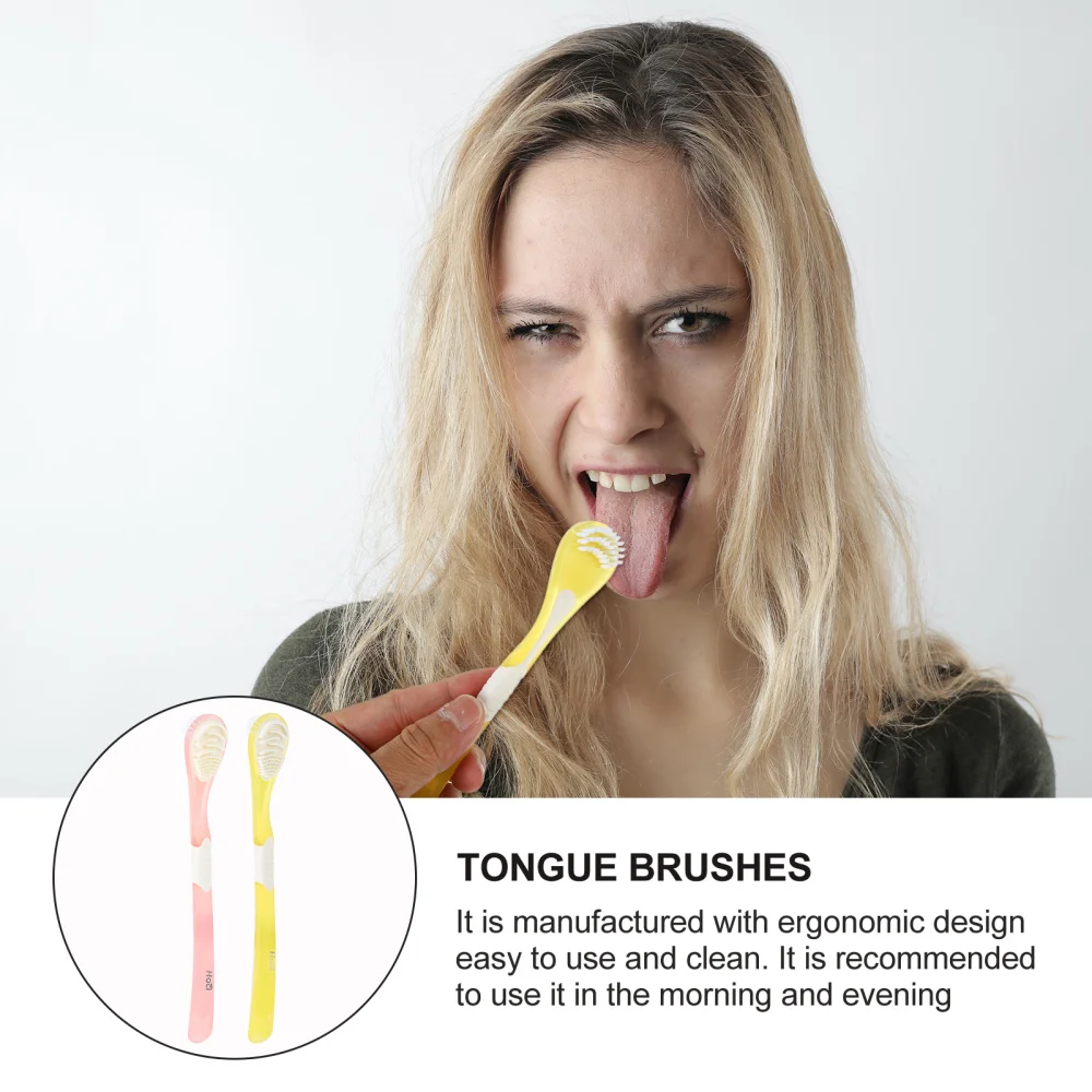 

2pcs Adult Tongue Scraper Cleaner Travel Home Healthy Oral Care Tongue Brush