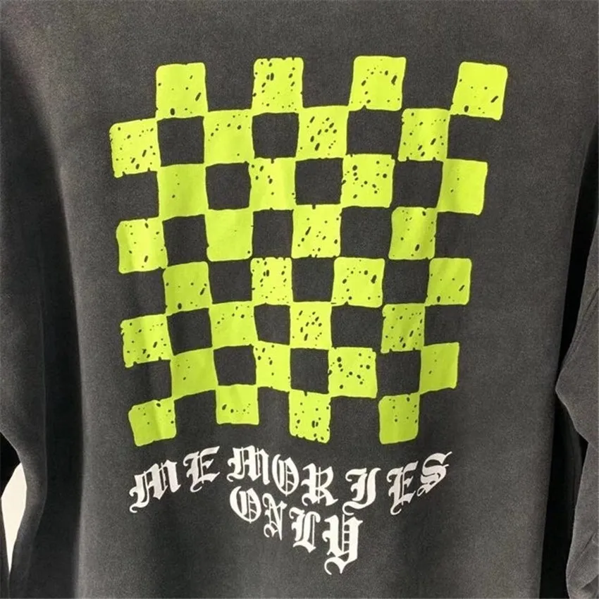 

Fluorescent Green Vintage Askyurself Sweatshirts Men Women Crewneck Checkerboard men clothing